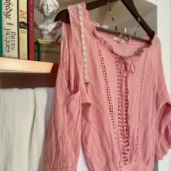 Rose Pink Blouse Summer Spring Whimsigoth Boho Southwestern Renfaire - Picture 4 of 11